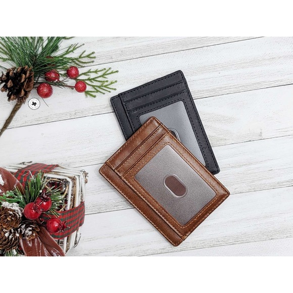 Personalized Minimalist ID Leather Wallet for Men and Women - Picture 3 of 5